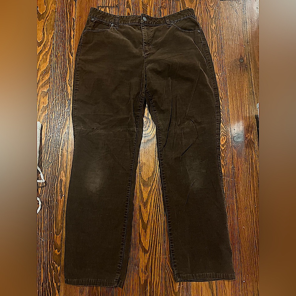 Talbots Dark Brown Corduroy Pants (Womens 14, Some visible use on knees)